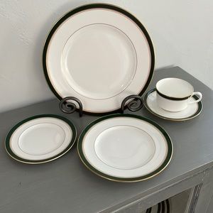 Royal Worcester 5 piece set Howard Leather Green